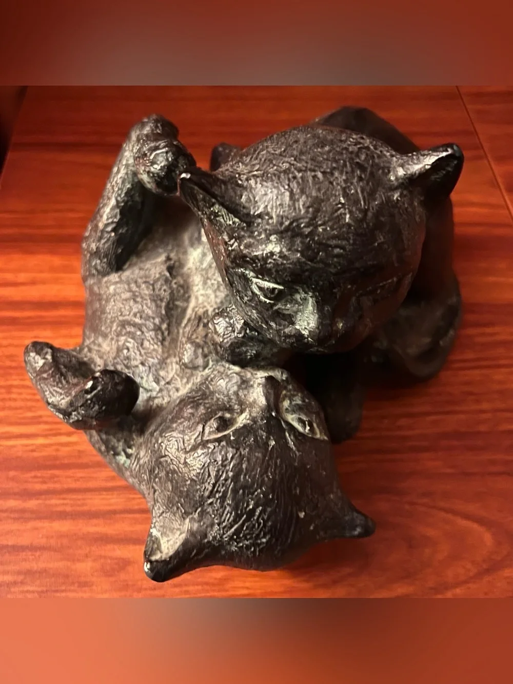 Vintage Mid Century Playful Cats Sculpture